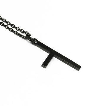 One Sided Cross Necklace - Black Gold - Small