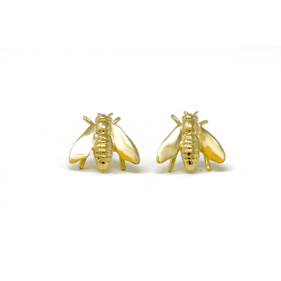Pests Bee Earrings - Yellow Gold