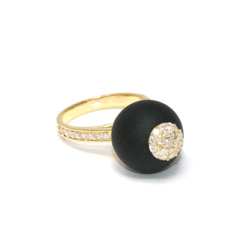 One of a Kind Onyx Sphere Ring Diamonds