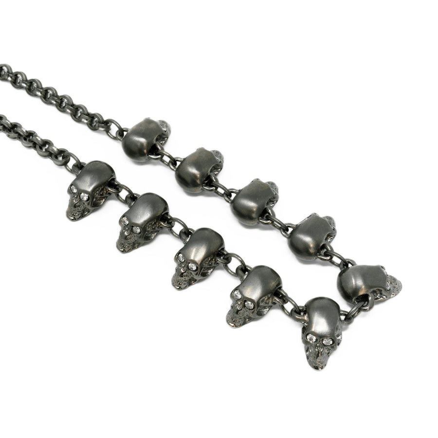 Gunmetal Diamond Skull Necklace