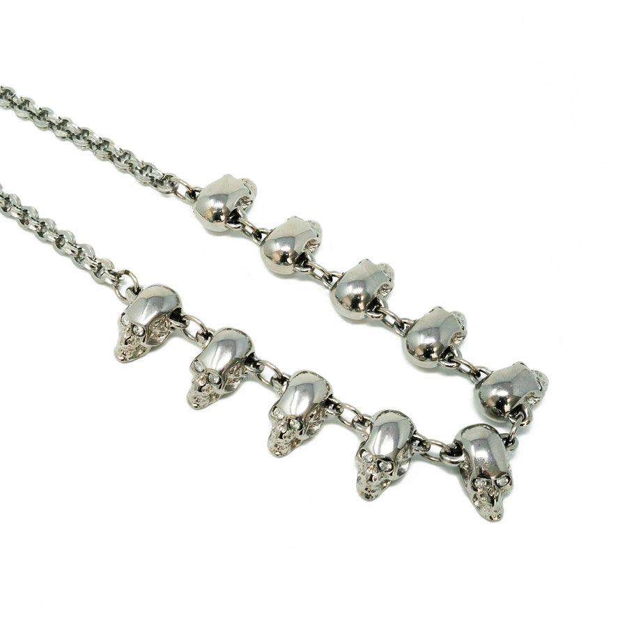 Chrome Diamond Skull Necklace
