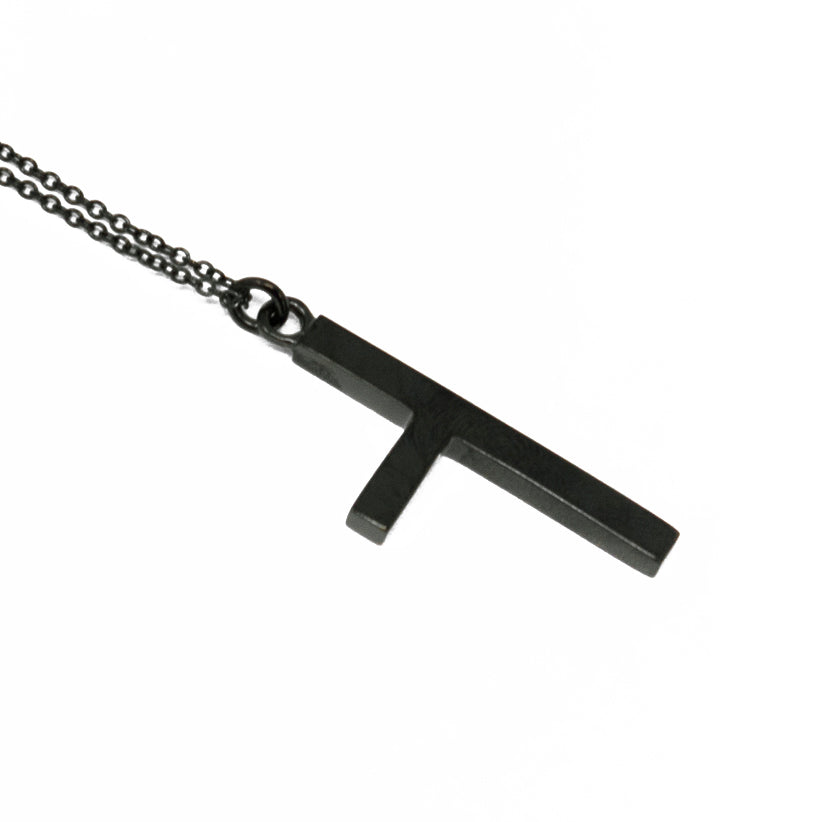 One Sided Cross Necklace - Black Gold - Large