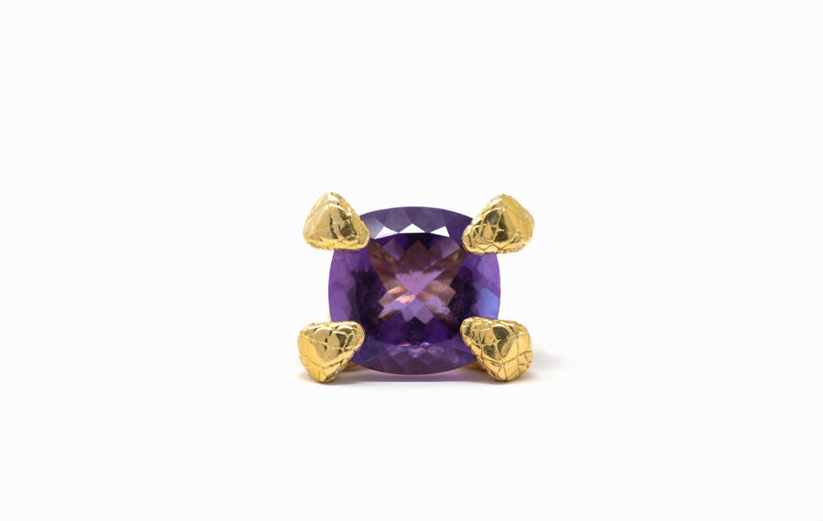 One Of A Kind Amethyst Four Snake Ring