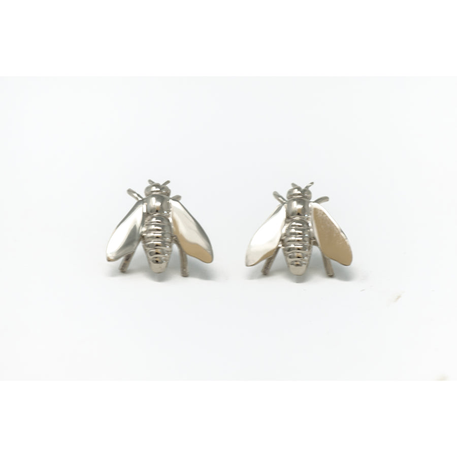 Pests Bee Earrings - White Gold